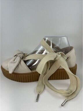 Fenty Puma X Rihanna Bow Creeper Sandals Beige Leather Size 8.5 New